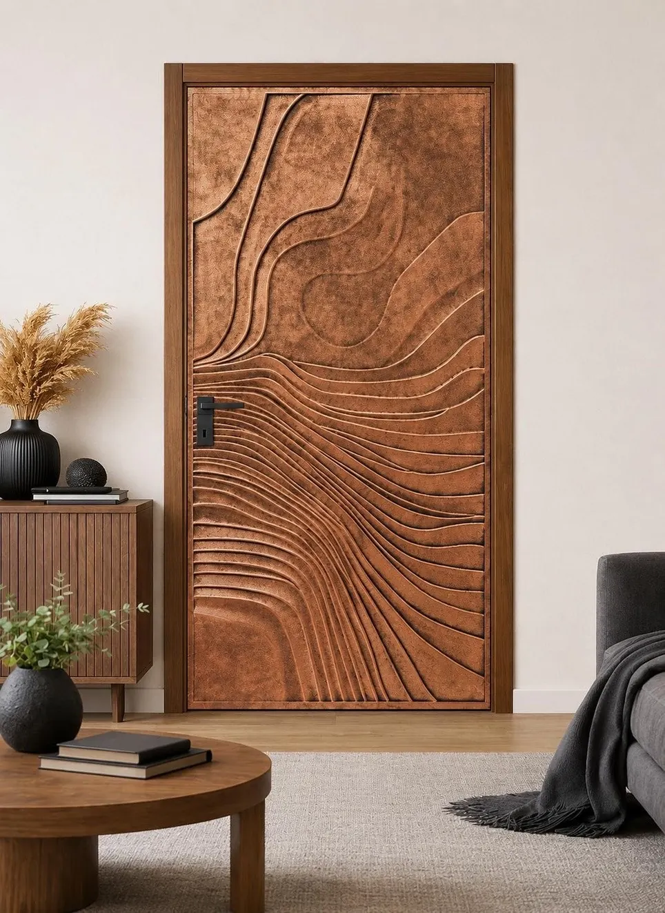 Close detail of carved timber grain