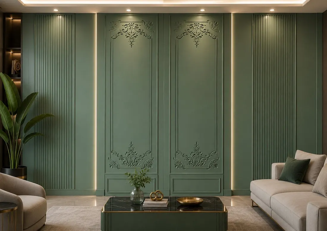 Dimensional botanical wall panelling
