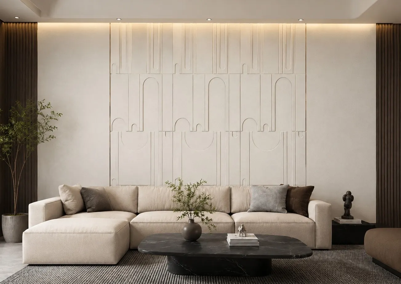 Linear dimensional wall surface in low light